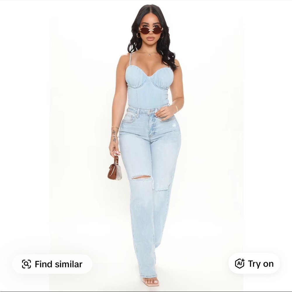 Fashion Nova Light Blue Straight Leg Jeans